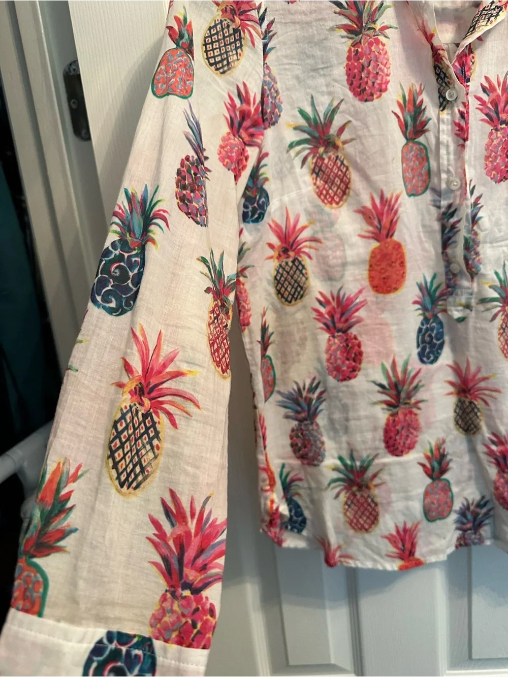 J.Crew Pineapple Print Long-Sleeve Shirt  size 2